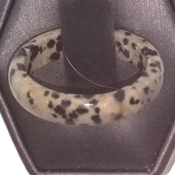 Dalmatian Jasper Stone Band Ring - Size 5.25 - Picture 2 of 2